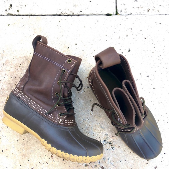 LL Bean Brown Duck Boots Kids Size 2 - Picture 3 of 8